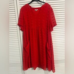 JODIFL Vivid Red Textured Dress
